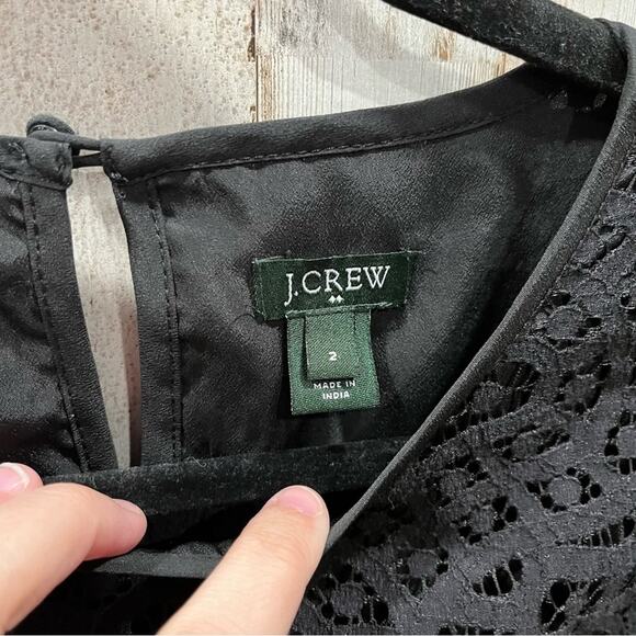 JCrew Factory Black Eyelet Lace Sheer Sleeve Blouse - Picture 3 of 6